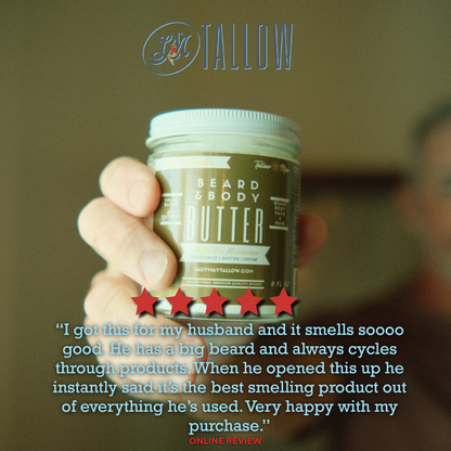 Tallow Man Tobacco Vanilla Beard + Body Butter | Men's Grooming | Grass-Fed Tallow | 9oz