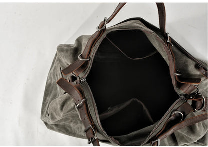 Retro Waxed Canvas Gym Duffel Bag for Men